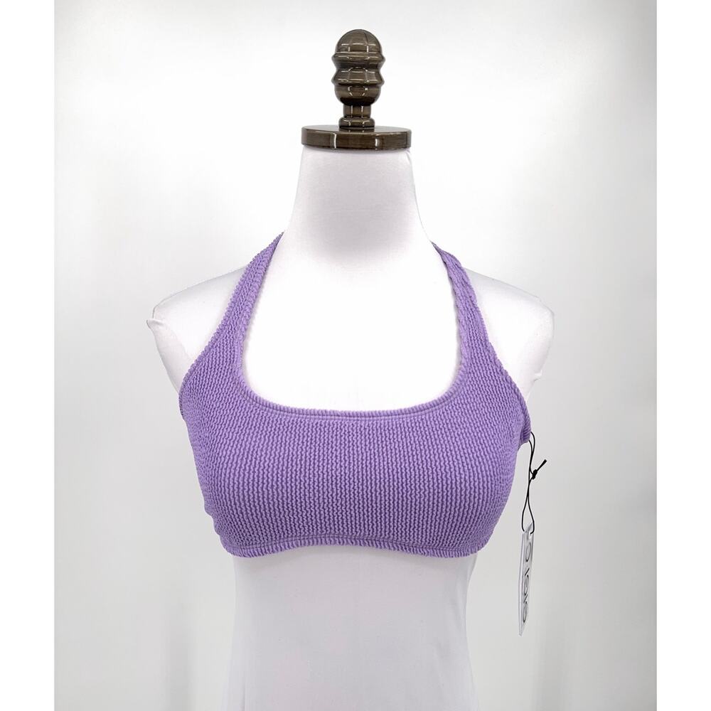 Gigi C Bikinis Womens Light Lavender Ribbed Bikini Top Sz M NEW